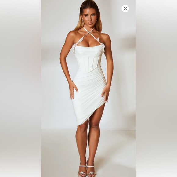 Oh Polly Dresses & Skirts - Asymmetric Hem Halter Neck Corset Midi Dress